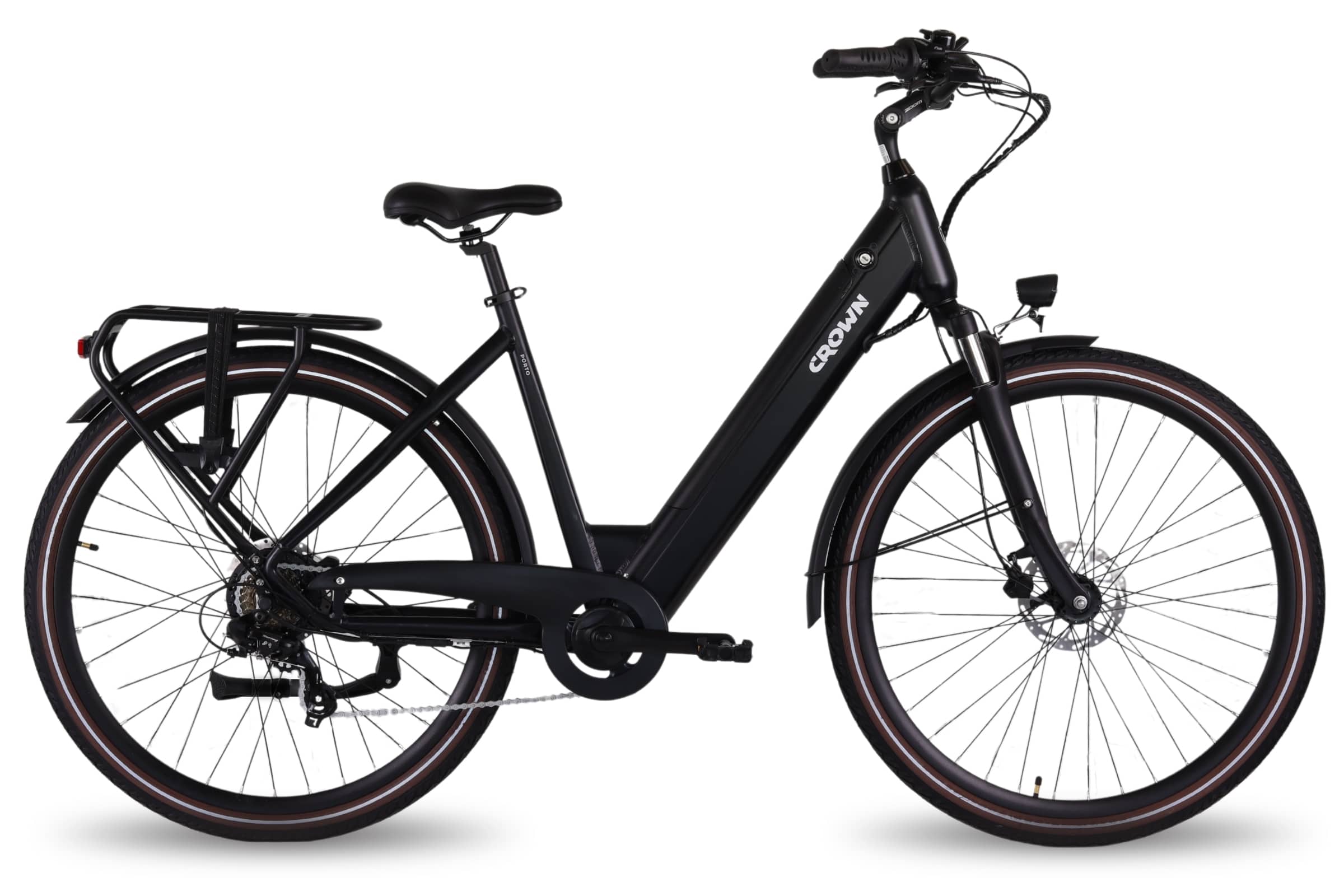 Porto E-Bike 28 inch 53cm 375Wh 7 spd. Achterwielaandriving Mat Zwart 1 Porto E-Bike 28 inch 53cm 375Wh 7 spd. Achterwielaandriving Mat Zwart